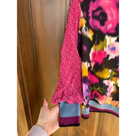 Anthropologie Women's Bl-nk London Multicolor Eyelet BOHO pullover blouse SZ XS - Picture 5 of 8